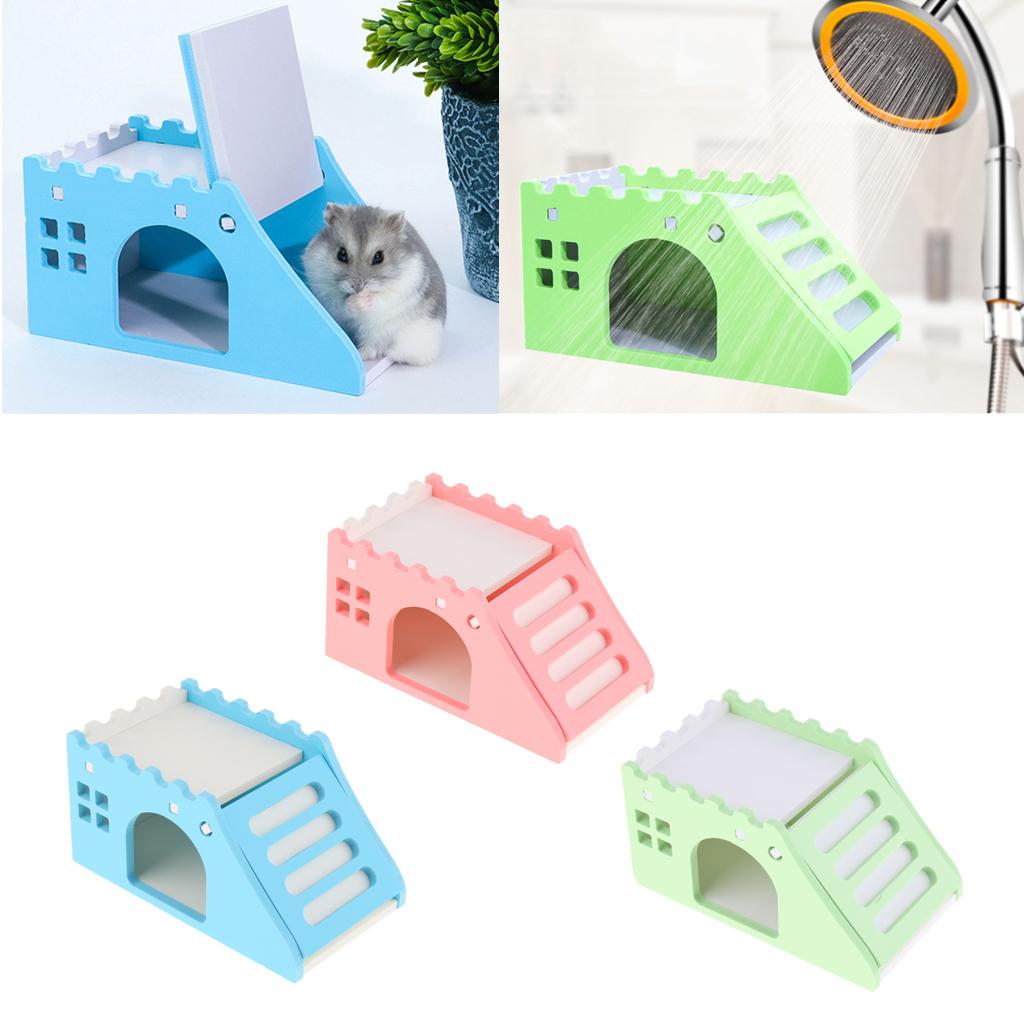 Hamster Hideout House Wood Living Hut Exercise Funny Nest Toy for Rat pink