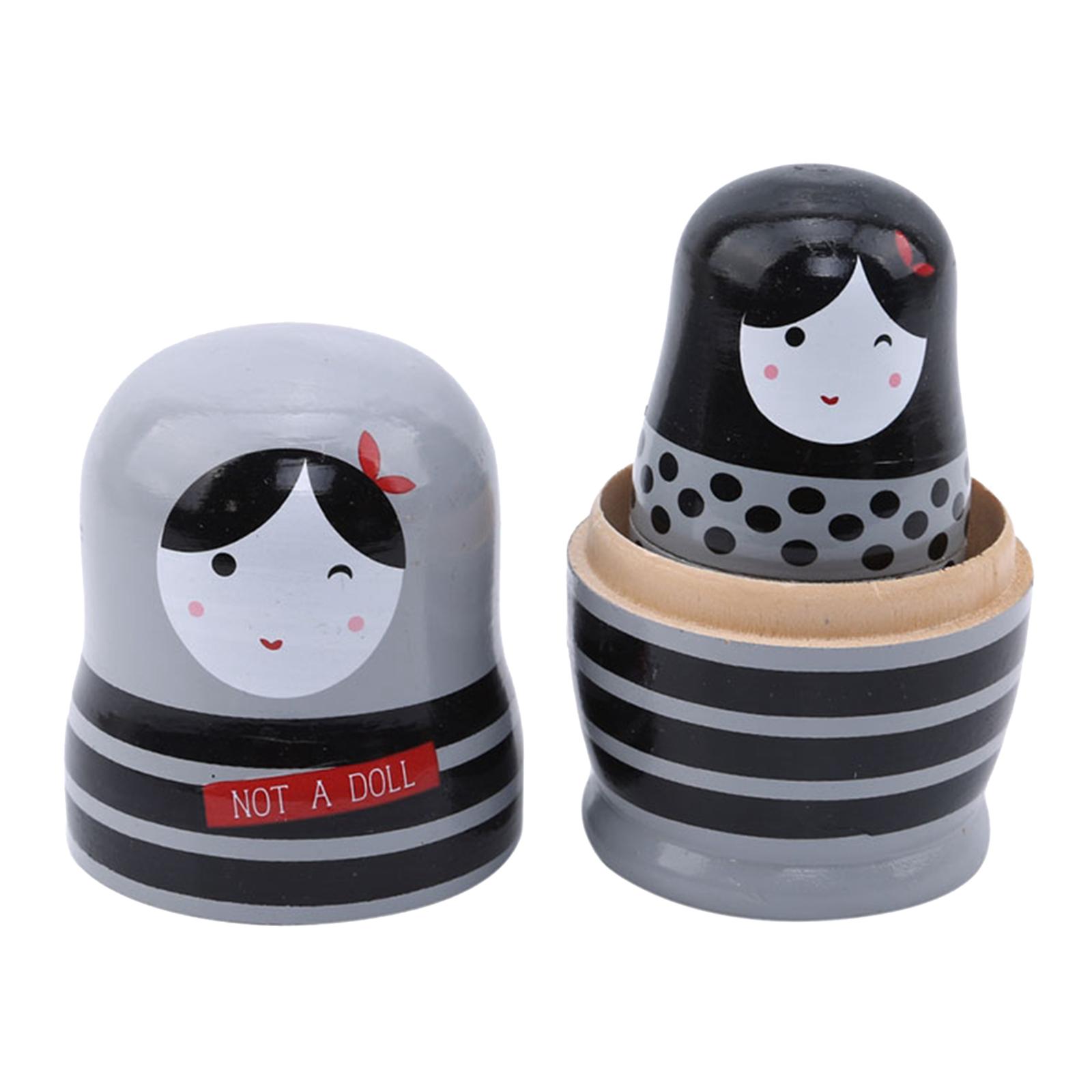 Cute Set of 5Pcs Wooden Nesting Dolls Matryoshka Christmas Russian Toy Girl