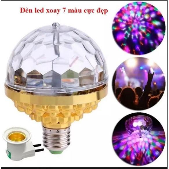 Đèn Led Xoay 7 Màu, Đèn Quẩy Bar Mini Tặng Đuôi Đèn Có Con Tắc