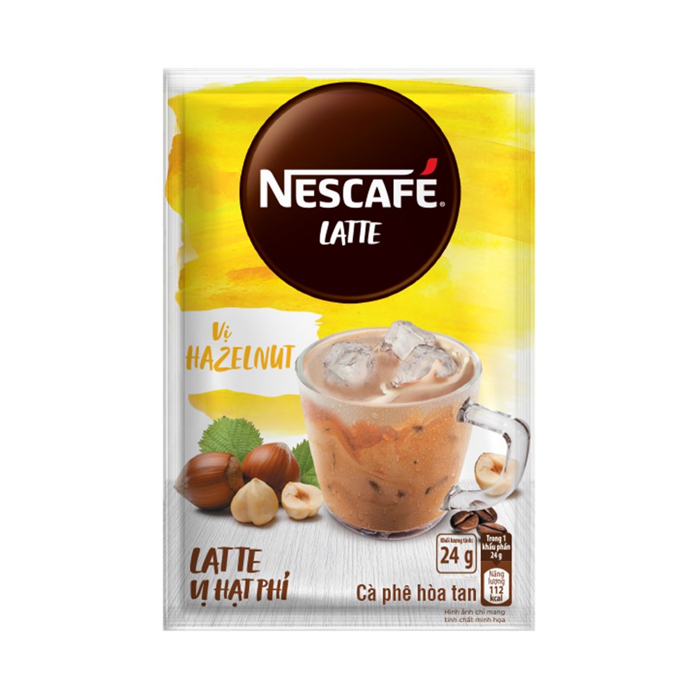 Combo 3 hộp cà phê hòa tan Nescafé Latte sữa hạt vị hạt phỉ (Hộp 10 gói x 24g) - [Tặng bộ 3 ly thủy tinh]