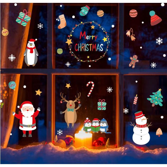 Decal trang trí Noel - Mọi nhân vật vẫy tay chào đón 1 mùa lễ Giang Sinh