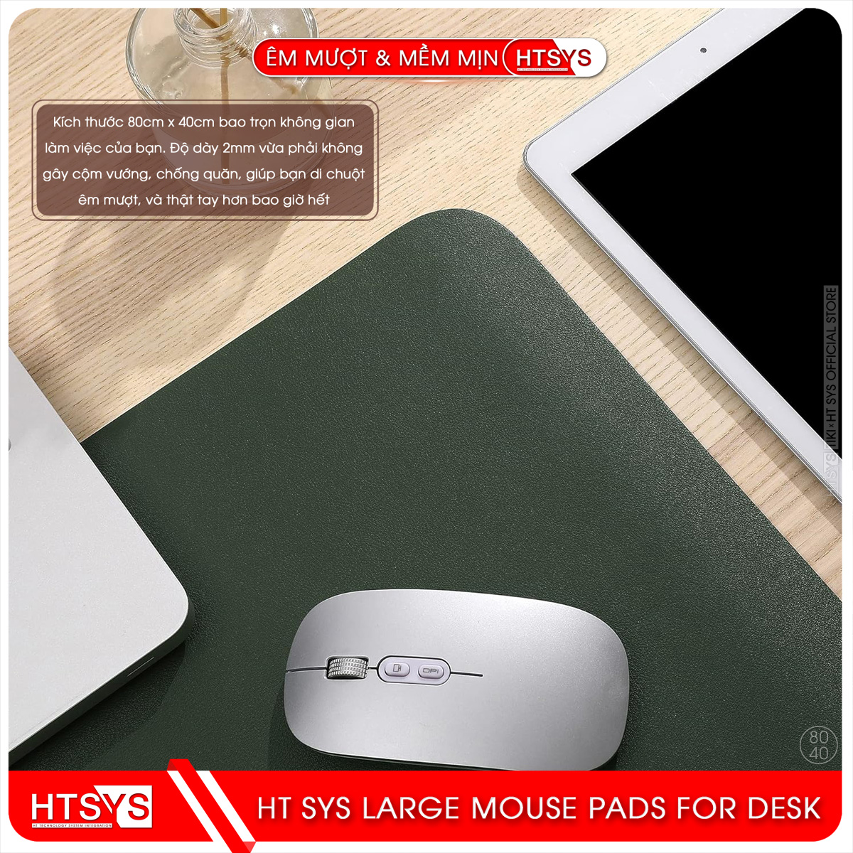 Miếng Lót Chuột HT SYS - Tấm Lót Chuột Cỡ Lớn 80x40 - Hàng Chính Hãng