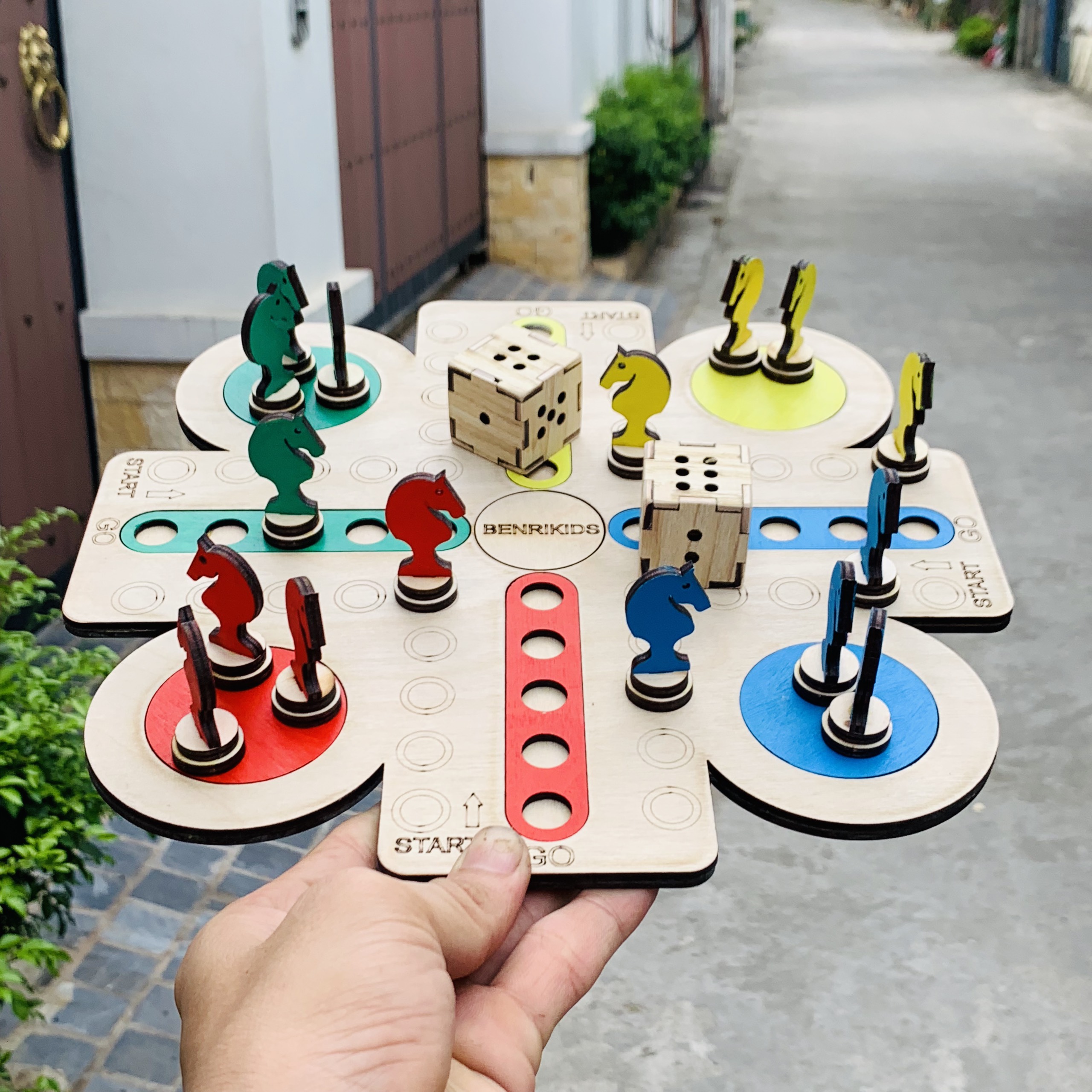 Bàn Chơi Cờ Cá Ngựa Bằng Gỗ,Cờ Đua Ngựa Horse Race Premium Parcheesi Handmade