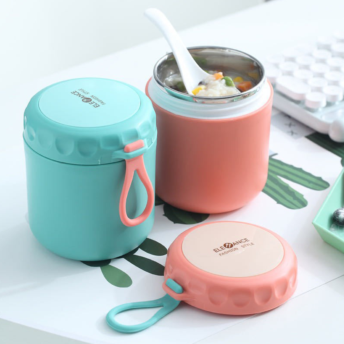Cốc Đựng Canh Giữ Nhiệt Lõi Inox 304 Dung Tích 400ml Thích Hợp Đựng Soup, Cháo Chống Tràn Dễ Dàng Mang Đi