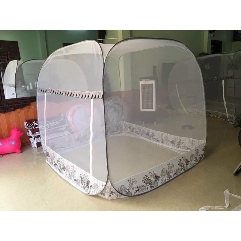 Màn chụp tự bung đỉnh vuông Kiều Phi/ mẫu mùng chụp tự bung người lớn chống muỗi, côn trùng