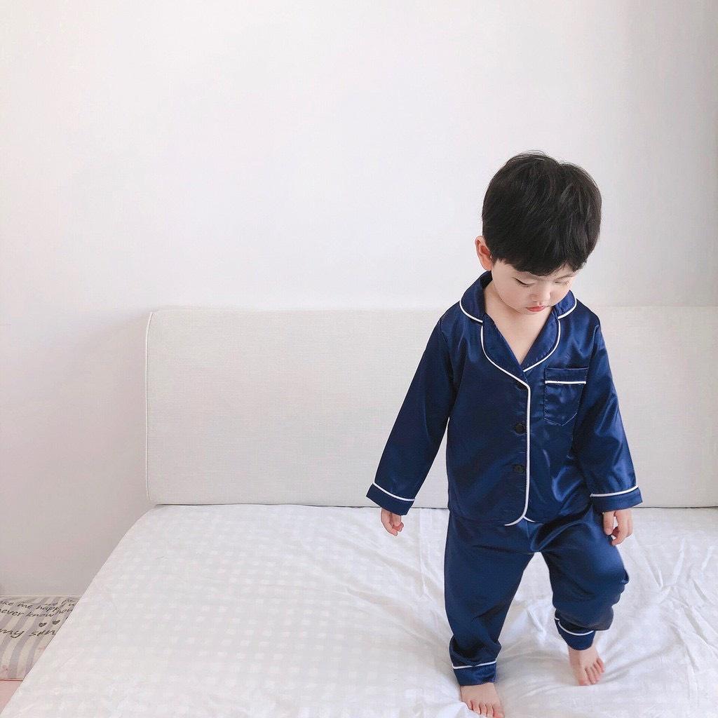 Pijama cho bé Monmonkid chuyên Đồ Ngủ Đồ Bộ Lụa Satin Trơn 3m mềm mịn mát