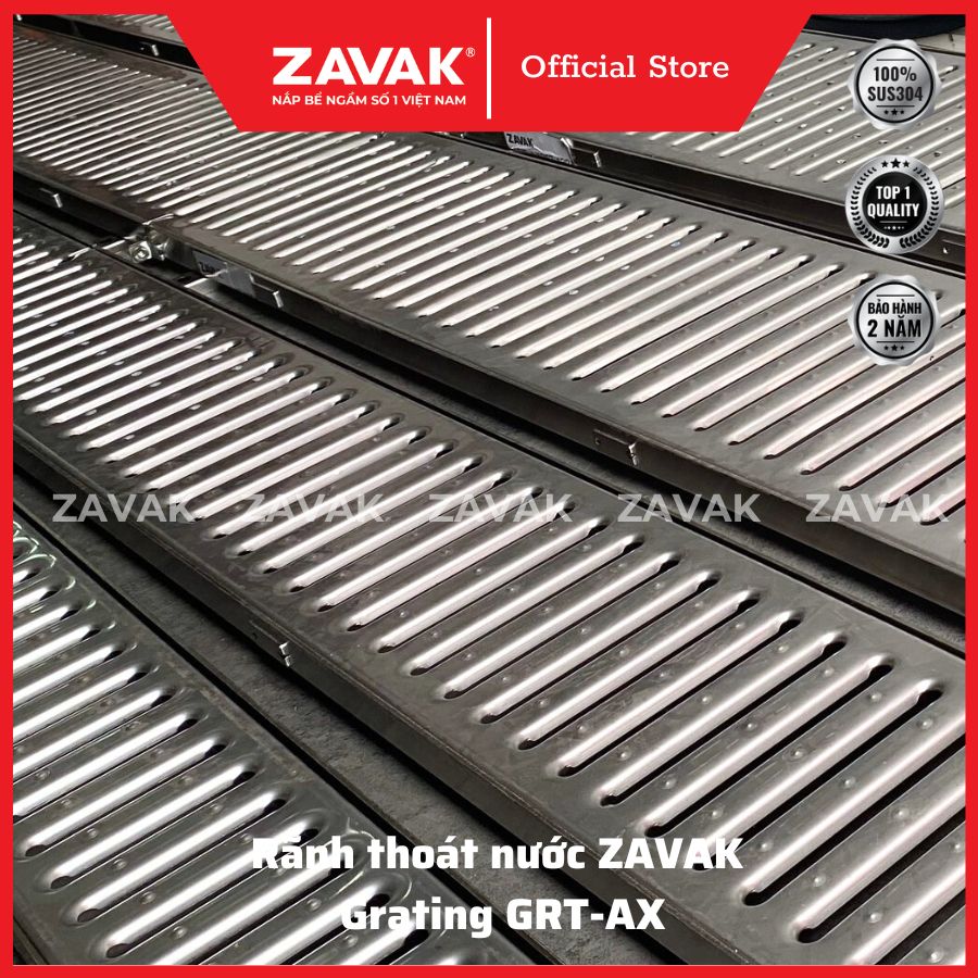 Rãnh Thoát Nước Inox 304 ZAVAK Grating GRT-AX157 inox 304 (modun 1.2m)