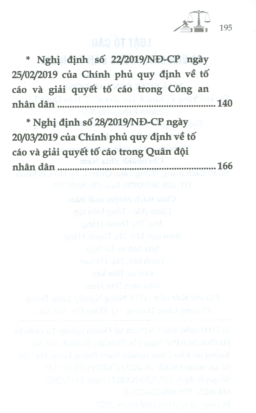 Luật Tố Cáo Và Văn Bản Hướng Dẫn Thi Hành