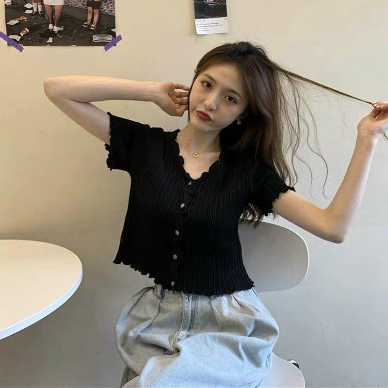 Áo kiểu gân viền bèo