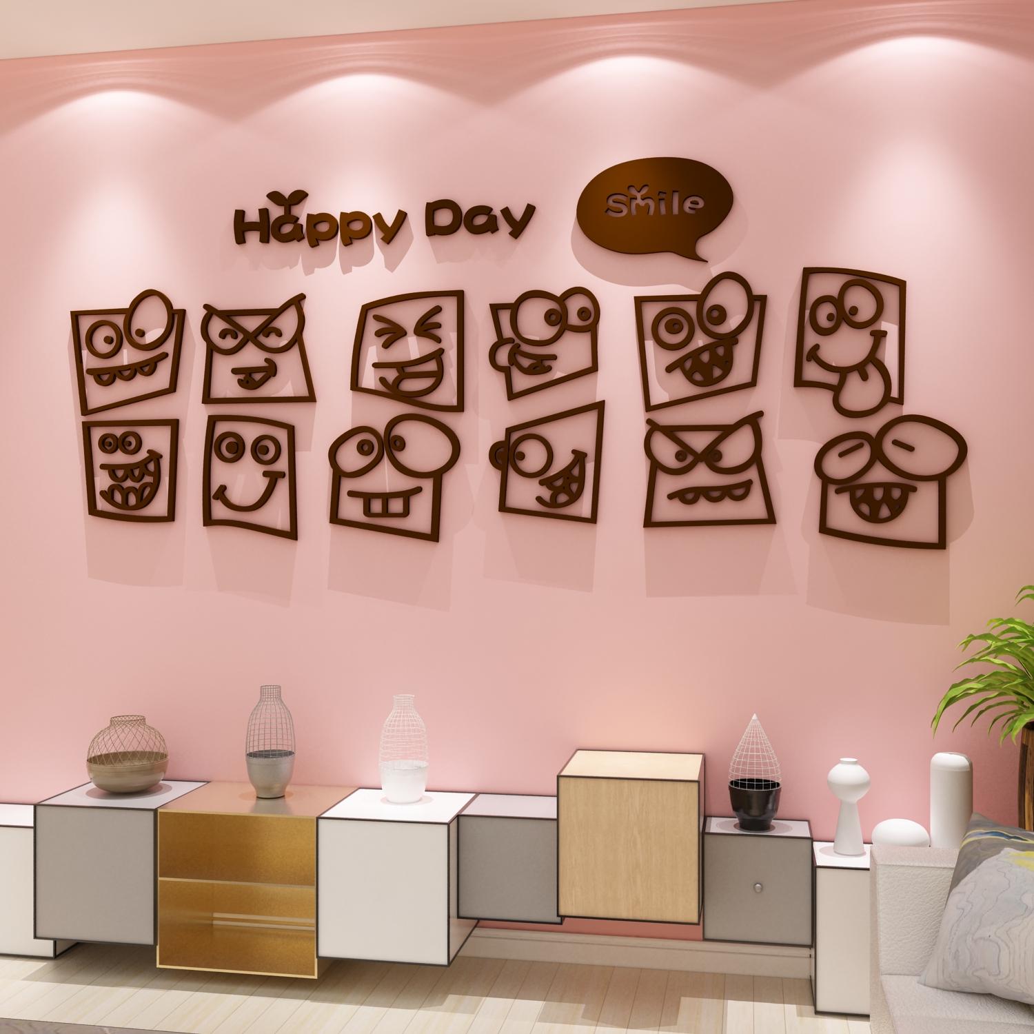 Tranh mica dán tường Happy Day trang trí Quán Cafe, Trà Sữa