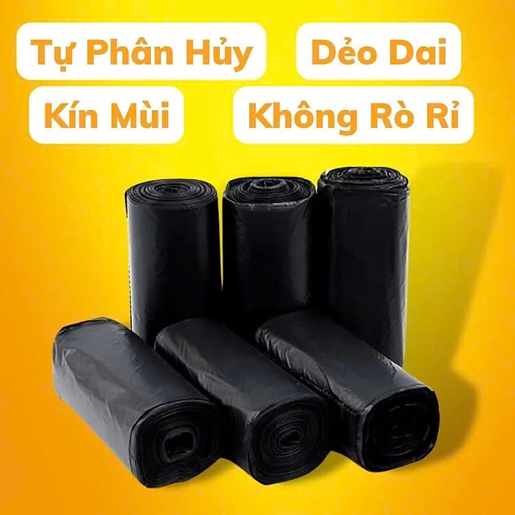 Combo 3 Cuộn Túi Đựng Rác Gia Đình, Bao Đựng Rác Văn Phòng, Trường Học Tiện Lợi Màu Đen Size Trung 55x65cm - Chính Hãng