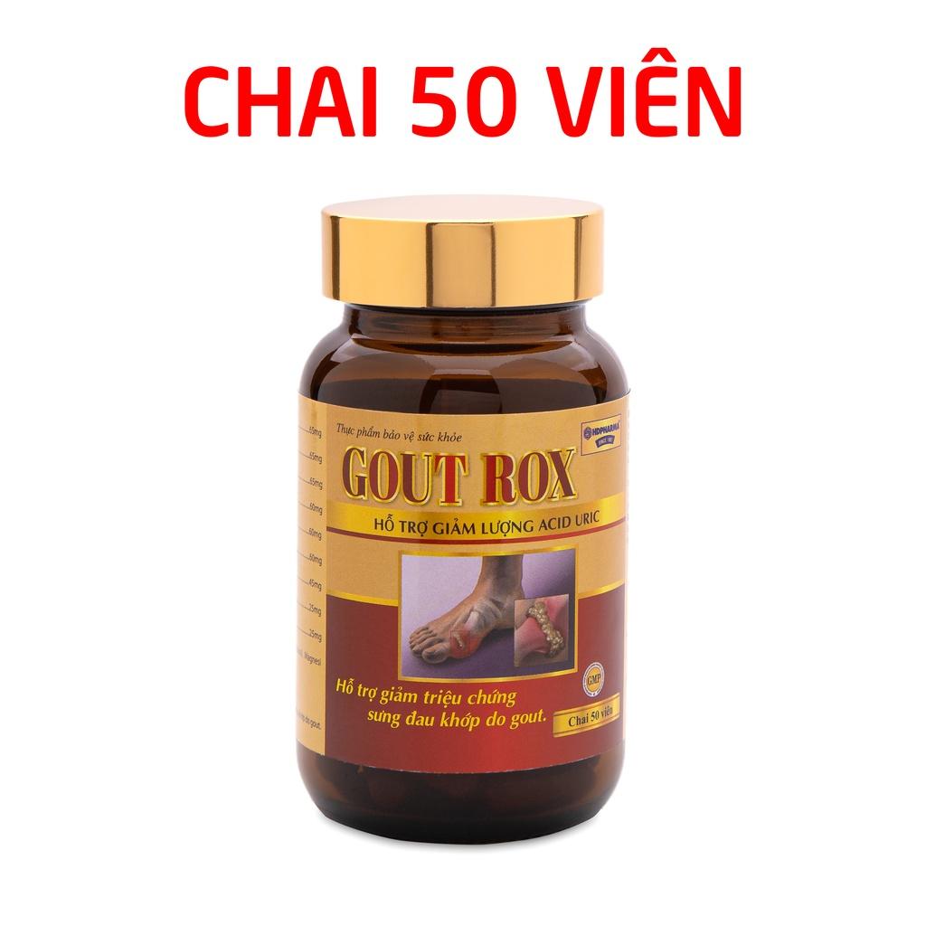 Viên gút thảo dược GOUT ROX HDPHARMA giảm acid uric, giảm gút, giảm sưng đau khớp - Chai 50 viên