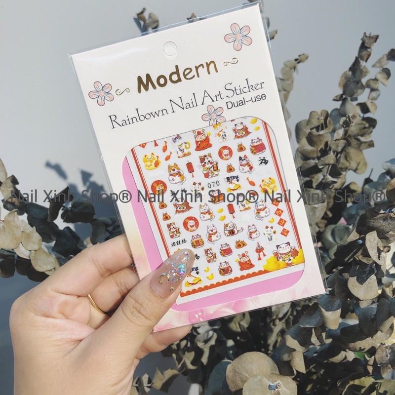 Sticker Tết Nguyên Đán 2021 - Sticker thần tài / mèo thần tài / tân sửu - sticker dán móng