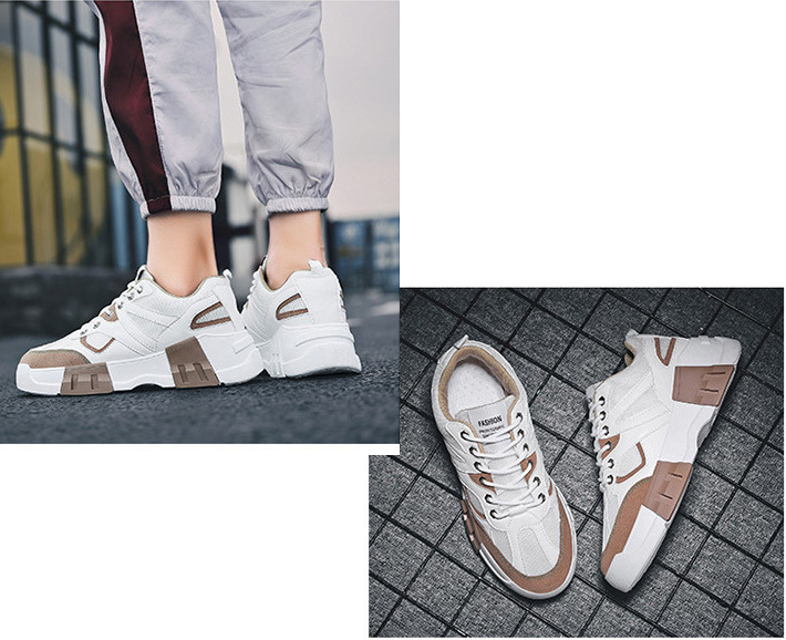 Giày Sneakers Nam Trắng chấm Nâu, Đen. Đế chống trơn trượt, miếng lót êm chân