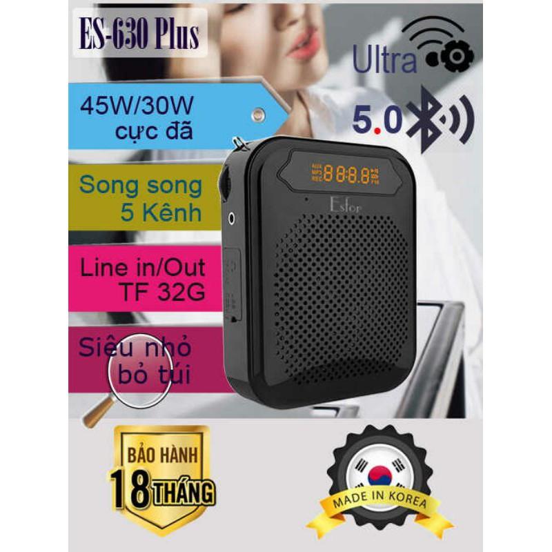 Loa trợ giảng Hàn Quốc ESFOR ES-630 Plus 45W, Bluetooth 5.0, Line Out, 3 Mic song song 5 kênh - HÀNG CHÍNH HÃNG