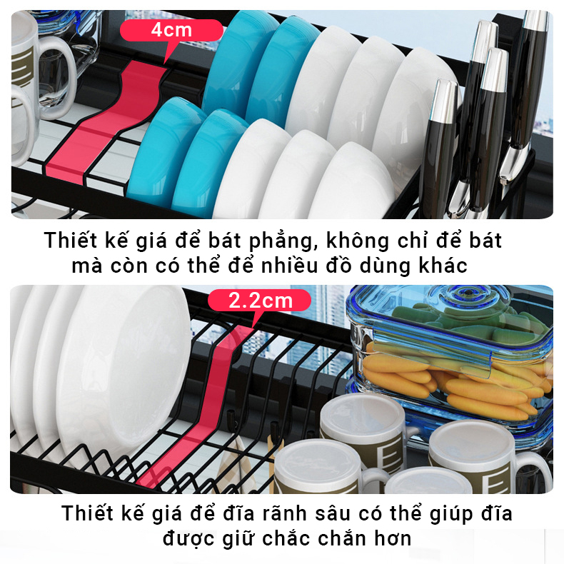 Dài 125cm kệ chén bát đa năng trên bồn rửa
