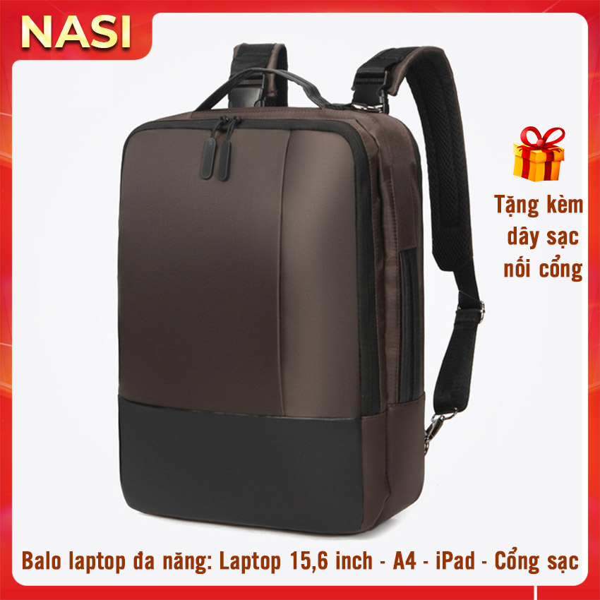 Balo laptop 15.6 inch B1064 NASI hàng cao cấp có cổng sạc tặng kèm dây sạc balo đựng laptop nam nữ mẫu mới thời trang cực chất