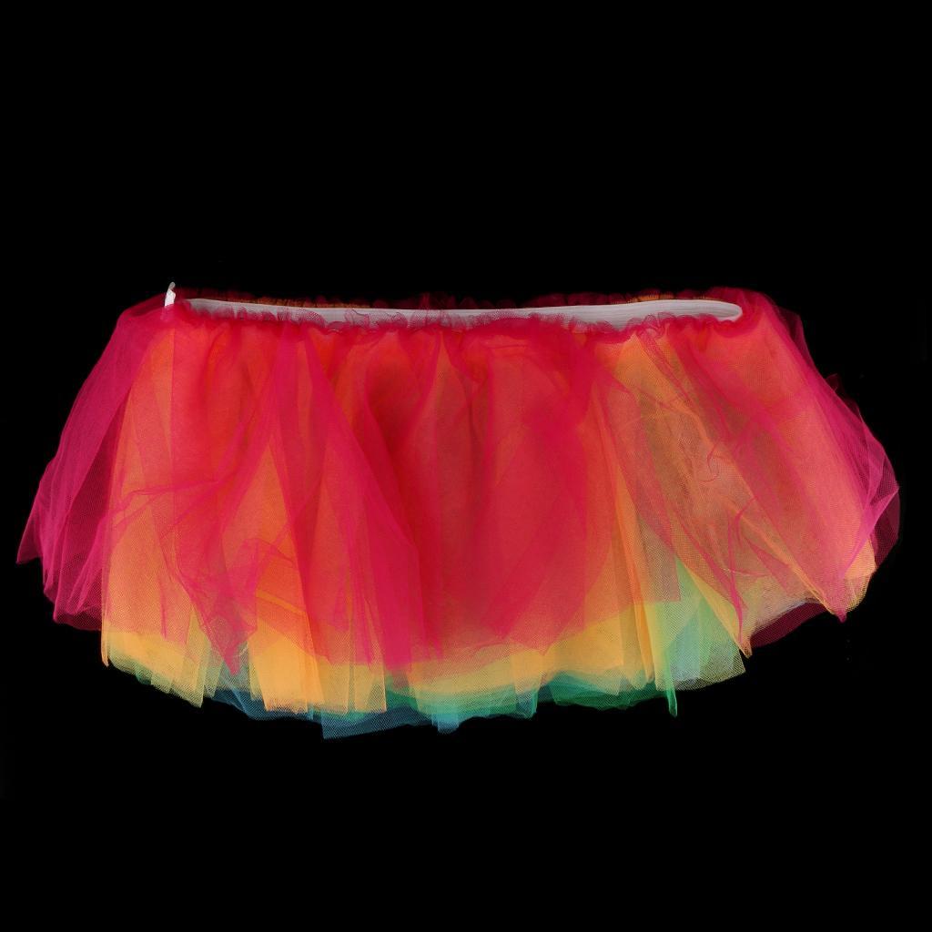 Rainbow LED Light Up Tutu Petticoat Glow in the Dark Hen Party Costume