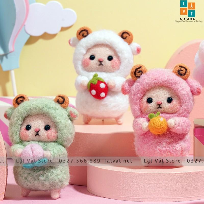 Bộ len chọc Cừu Bé Cưng Đơn Giản Siêu Dễ và Rẻ với LEN XOĂN siêu xịn và đẹp - Needle felting sheep, quà tặng ý nghĩa