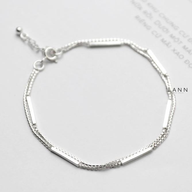 Lắc Tay 2 Vòng Dây Xích Thanh Ngang Trơn S925 LANN
