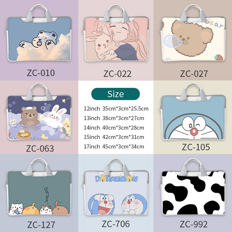 Doraemon Túi Laptop 13.3 14 15.6 17.6 Inch Ốp Lưng Da PU Chống Thấm Nước Sứ Giả Túi Có Dây Đeo Mang Theo Túi 2021