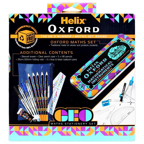 Bộ Dụng Cụ Học Sinh Lớn Oxford Geo Maths Stationery Set - Helix 981842 - Màu Cam