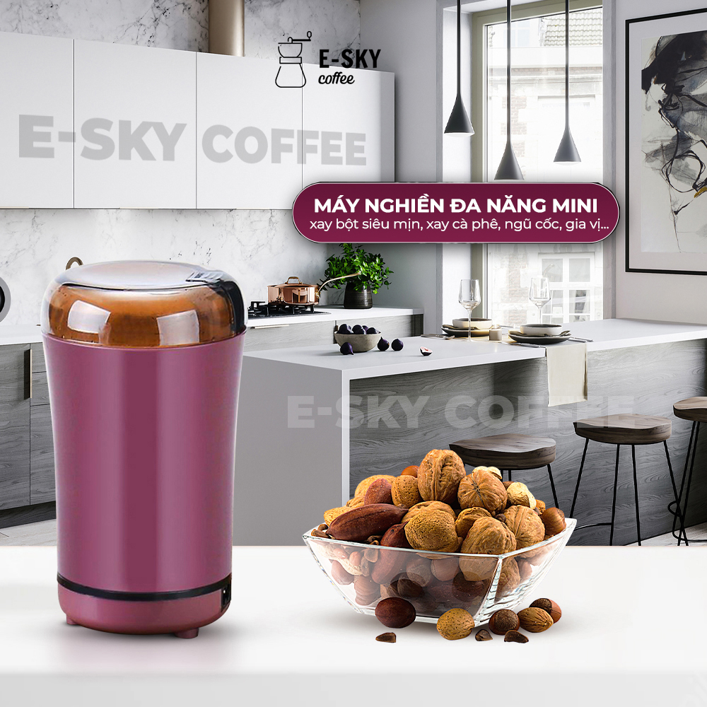 Máy Xay Cà Phê Mini E-sky Coffee Nhỏ Gọn Tiện Lợi Đa Năng, Máy Xay Tỏi Ớt, Hạt Khô, Ngũ Cốc Siêu Mịn, Siêu Nhanh