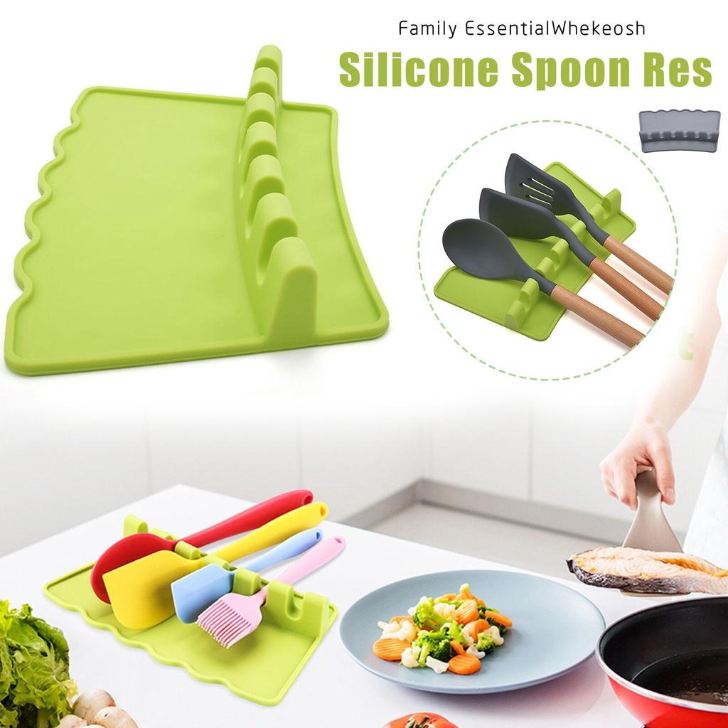 Multifunction Spoon Rest Holder Utensil Organizer Spatula Holder tableware storage rack Kitchen Storage Shelf 6-slot Silicone