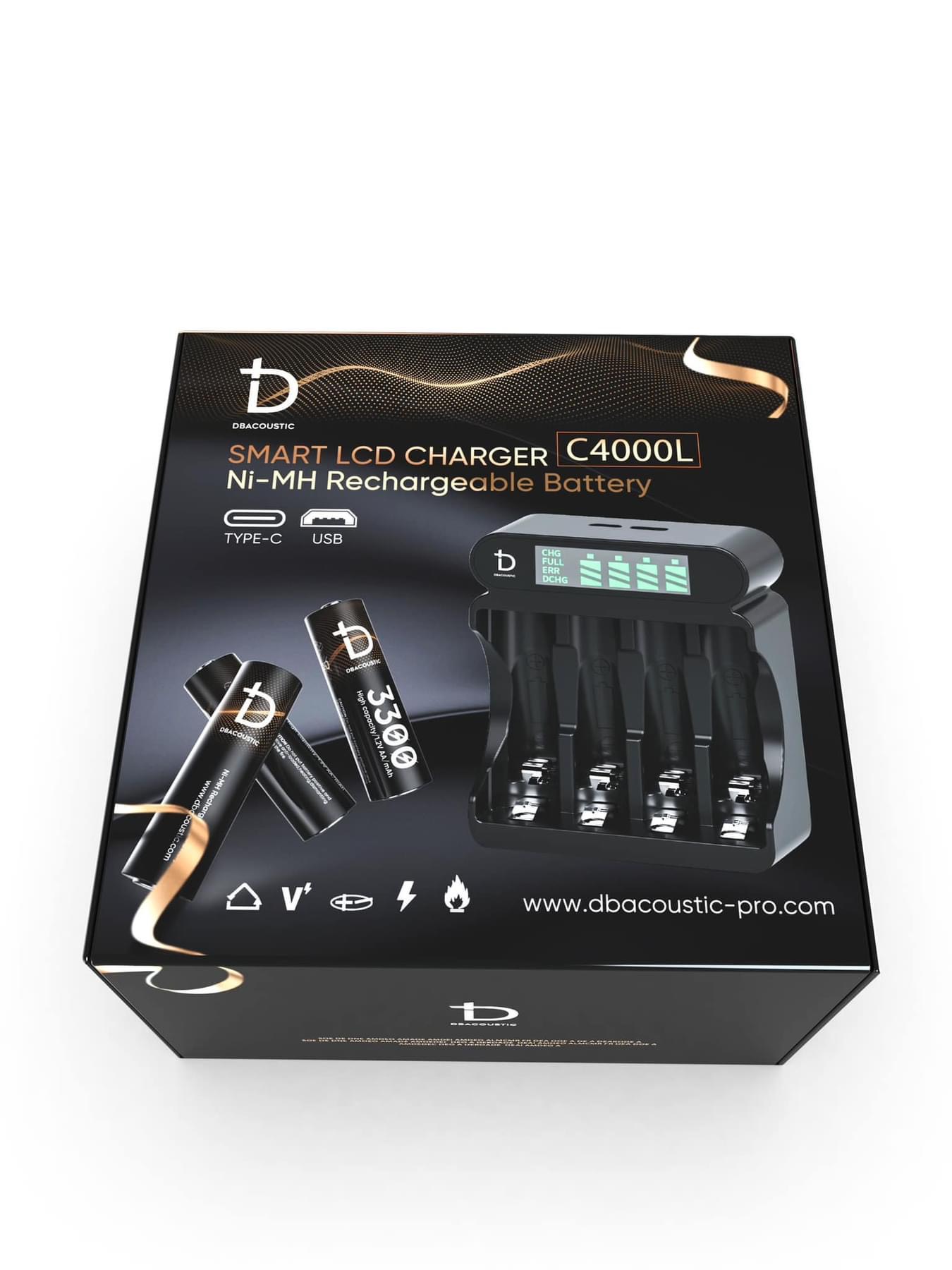 Combo Pin sạc AA micro db acoustic 3300mah, dock sạc db acoustic 4 slot