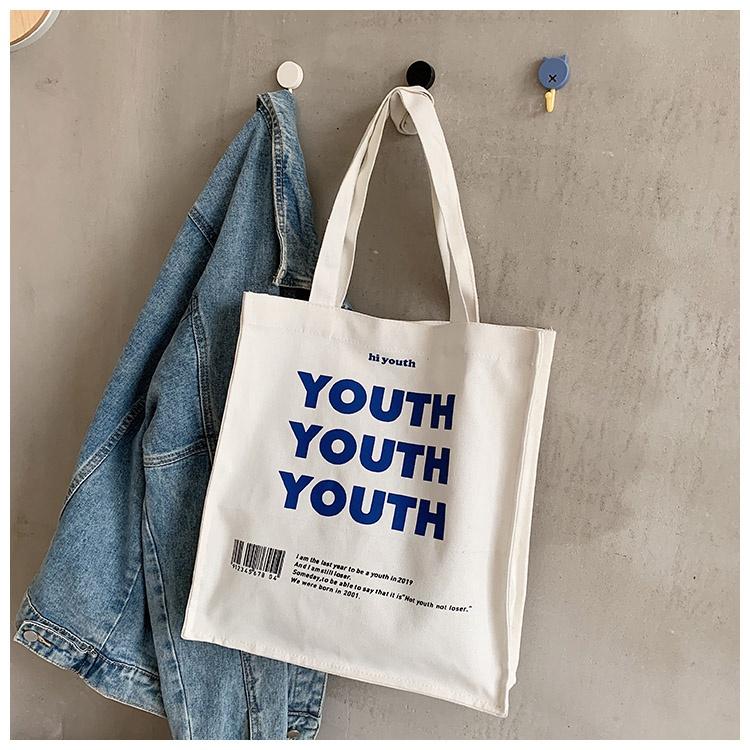 Túi Tote Túi Vải Canvas Hàng Quảng Châu Loại 1 In Chữ YOUTH