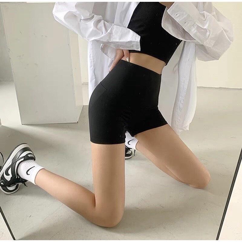 Quần legging nữ đùi KOMBOH vải thun cao cấp biker nữ đùi ngố đồ mặc nhà dáng ôm bó lưng thun tập gym yoga