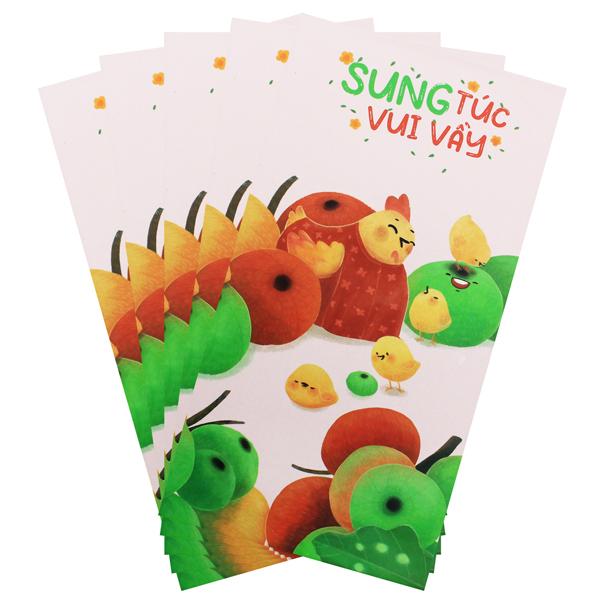 Bộ 5 Bao Lì Xì Tết Ất Tỵ SDstationery - Ngũ Quả Sum Vầy - Sung