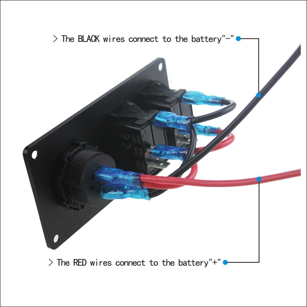 Car Boat Panel Blue Rocker Switch + USB Power Charger + Cigarette Lighter