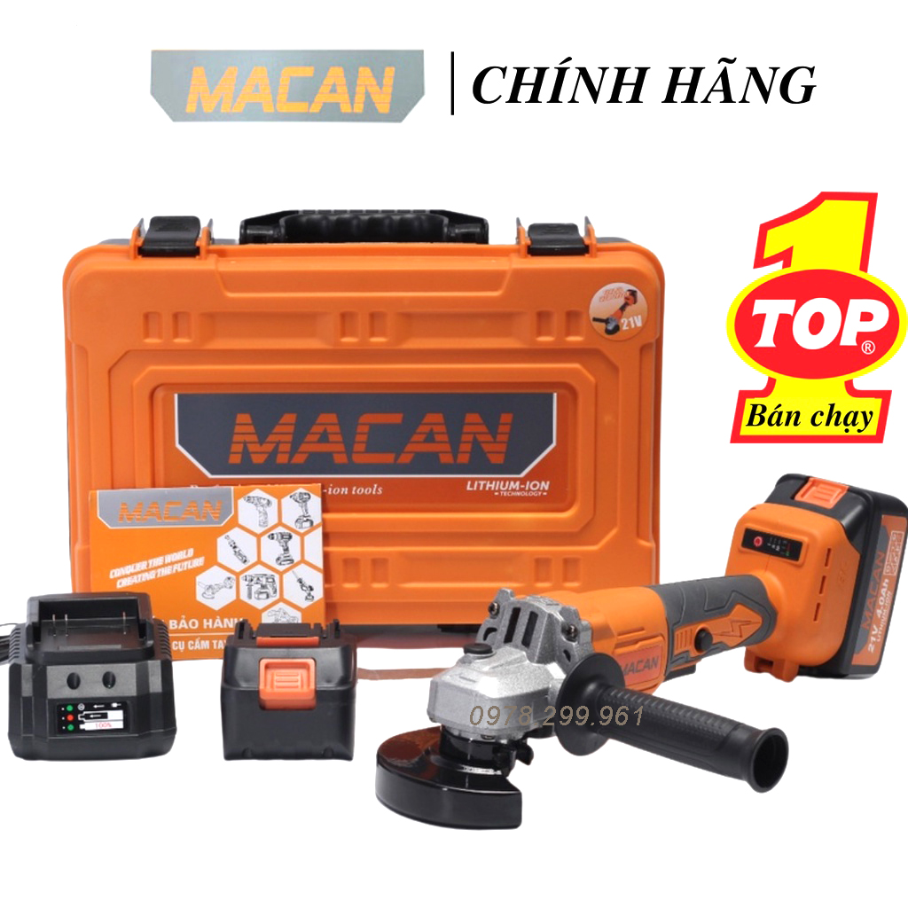 [ HÀNG NỘI ĐỊA] Máy Mài Góc, Máy Cắt Dùng Pin MACAN 21Vf Không Chổi Than, Pin 10 cell 2000 mah