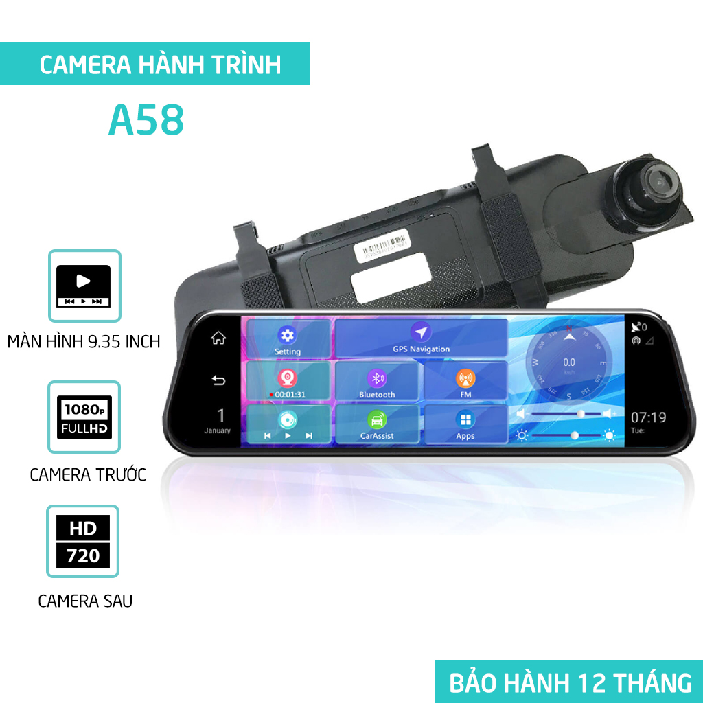 Camera giám sát hành trình kiêm gương chiếu hậu A58 9.35 inches