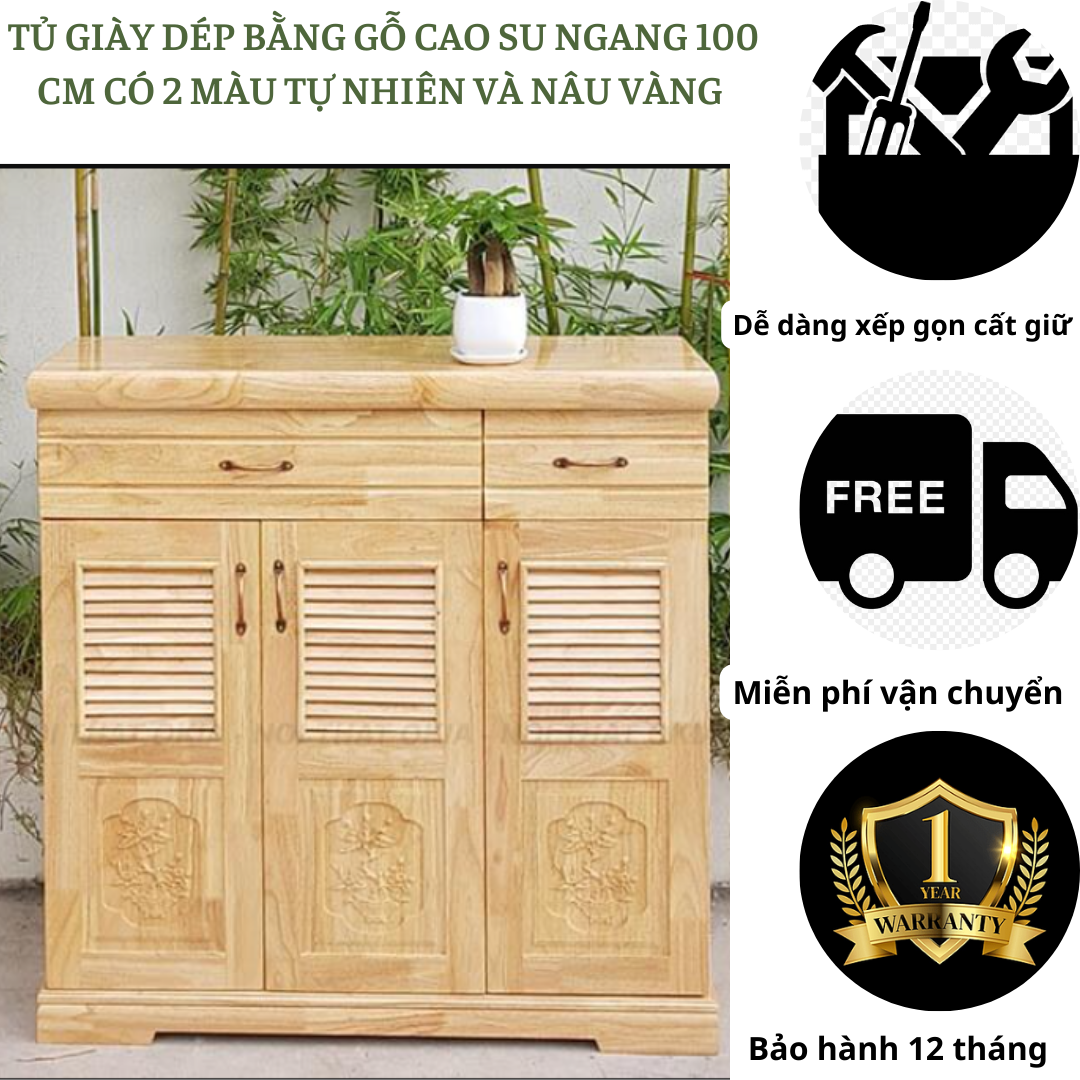 Tủ Giày Dép Ngang 1M Hiện Đại Chống Bụi Ở Cửa Nhà,Chung Cư,Ký Túc Xá Giá Kinh Tế Gỗ Cao Su Nhiều Tầng Để Lưu Trữ Đồ - Có 2 màu cho bạn lựa chọn