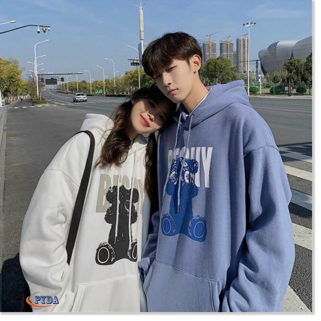 Áo khoác hoodie nam nữ chất nỉ ngoại chi đầu họa tiết chữ cùng in 3d hình gấu hót trend