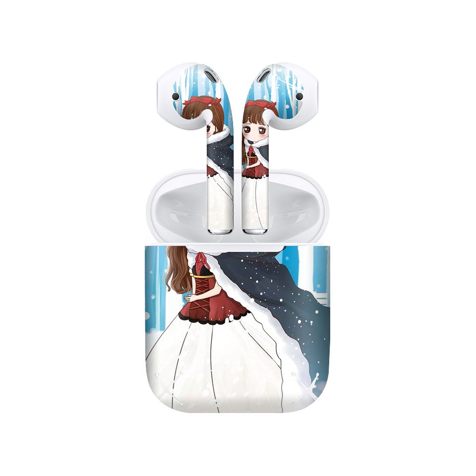 Miếng dán skin chống bẩn cho tai nghe AirPods in hình Cô bé quàng khăn đỏ Chibi - Chib027 (bản không dây 1 và 2)