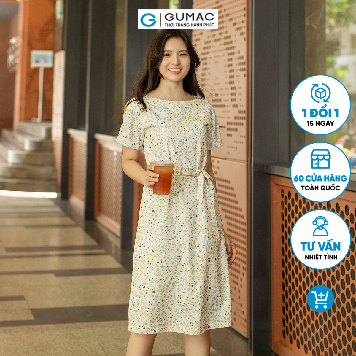 Đầm suông cổ thuyền có túi tay lơ vê thanh lịch nữ tính thời trang GUMAC DD06012
