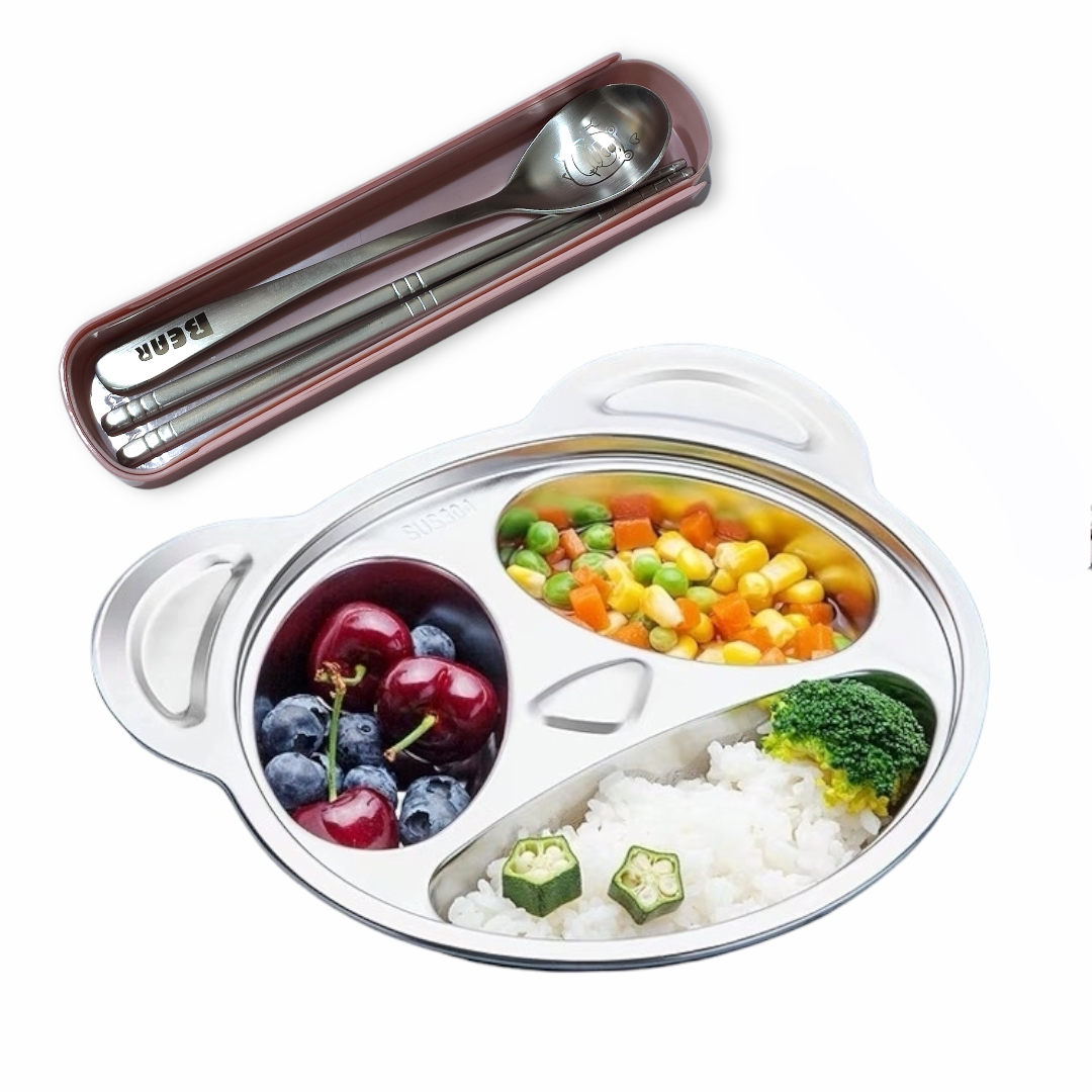 Khay cơm,khay ăn dặm cho các bé inox 304 cao cấp 100%