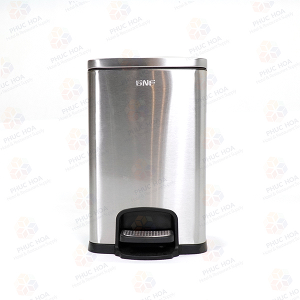 Thùng Rác Đạp Chân Inox Phủ Nano, Model: SJ8-F01, Dung tích 8L, Dáng vuông, Có nắp chống sập