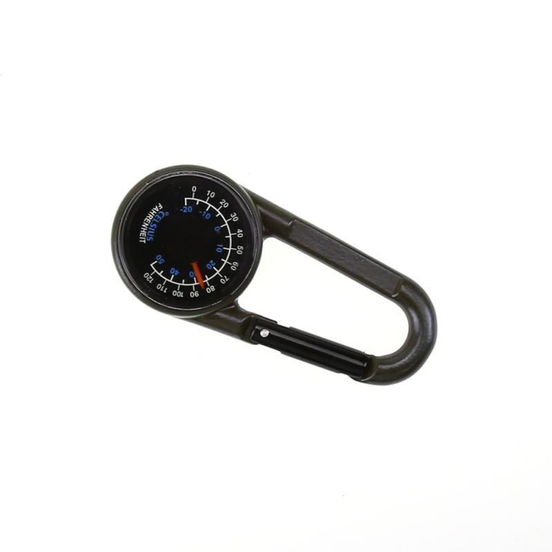 Mini Portable Compass Thermometer Key Chain Ring Carabiner for Camping Outdoor