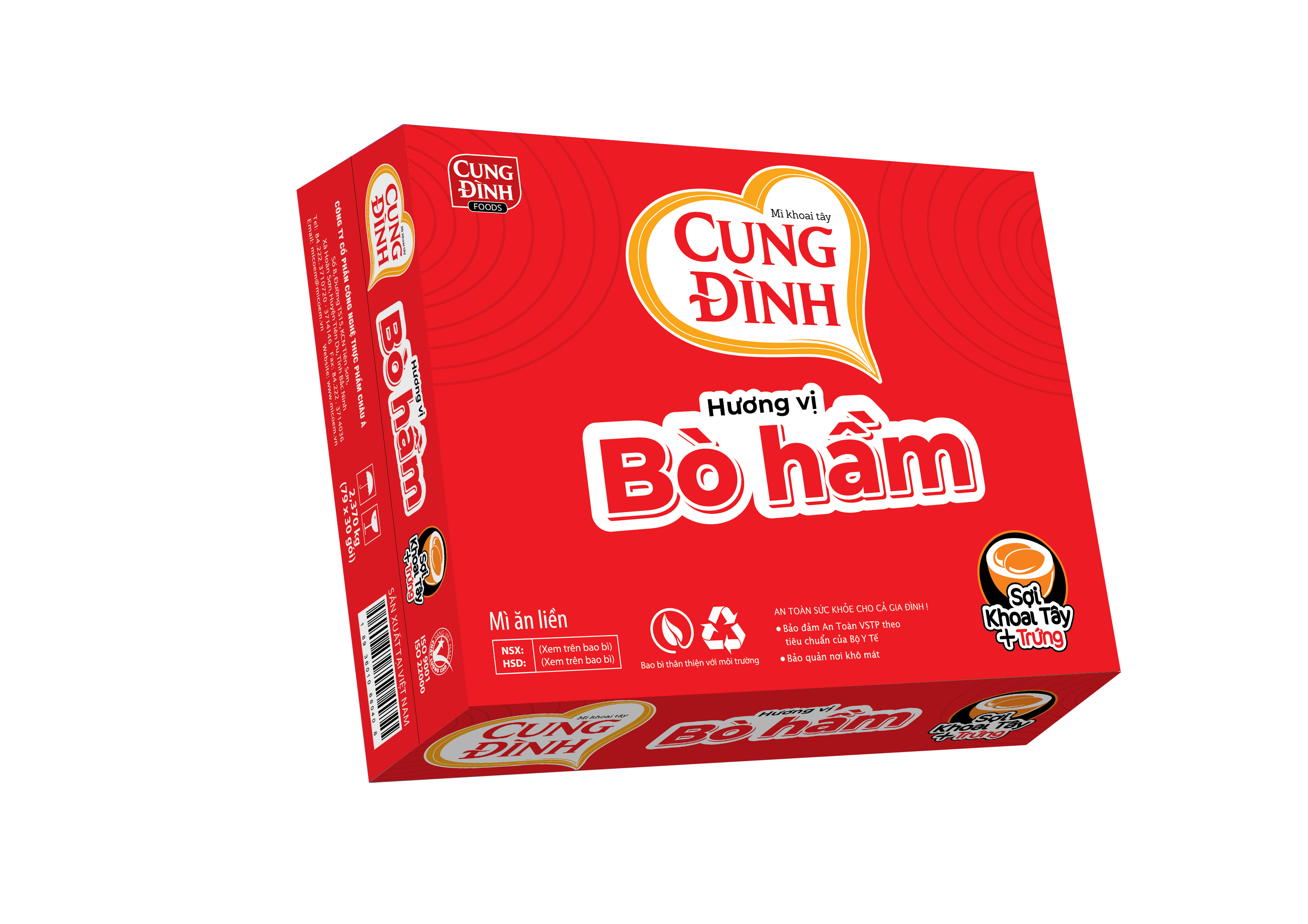 Thùng 30 Gói Mì Khoai Tây Cung Đình Hương Vị Bò Hầm