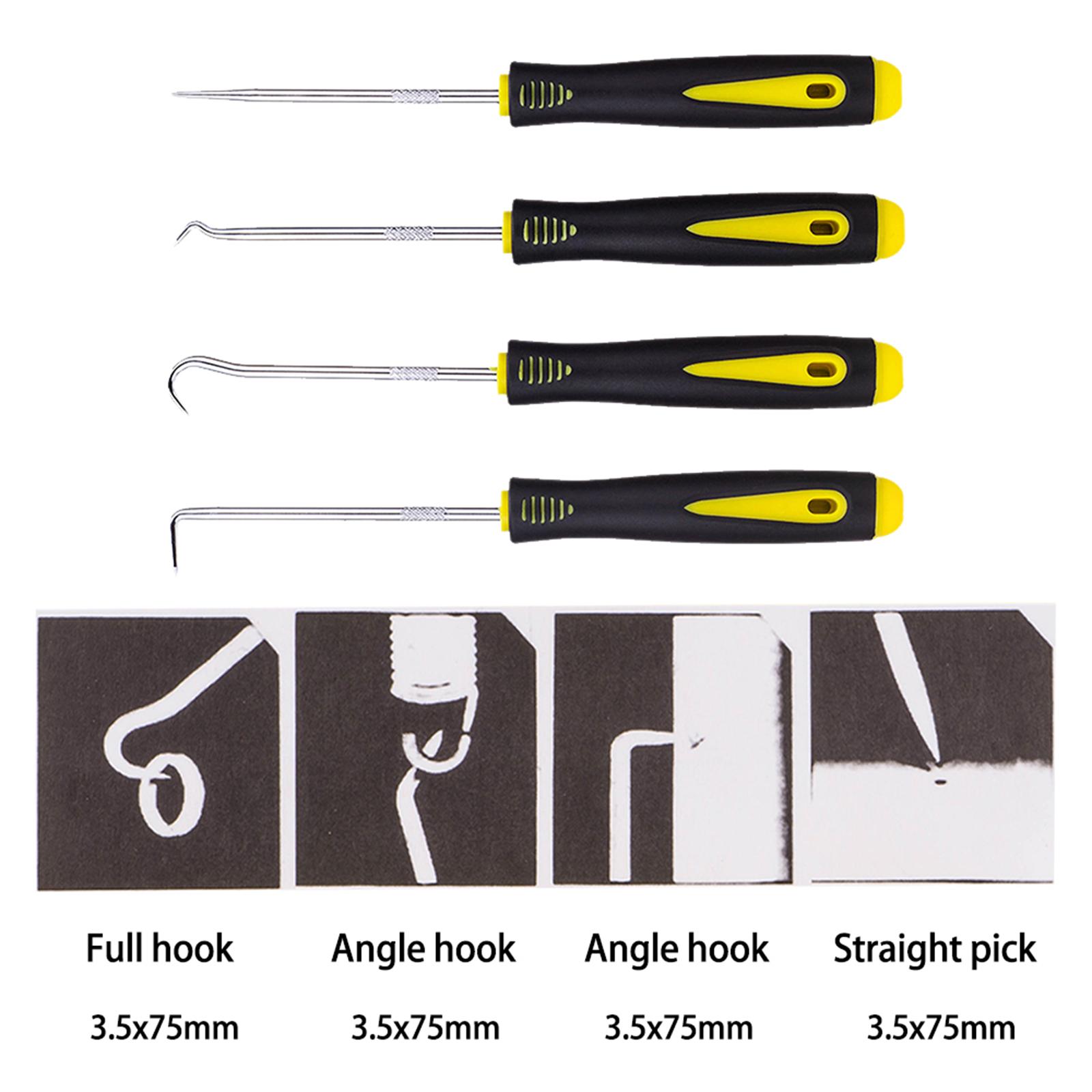Hose Removal Set, 4 Piece Hook And Pick Set, Car Hook, Oil Seal Puller, O-Ring Hook, Vacuum Hoses