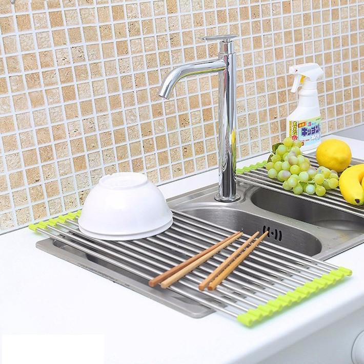 Tấm inox tiện lợi gác bồn rửa úp chén, ly, trái cây, rau, củ, quả