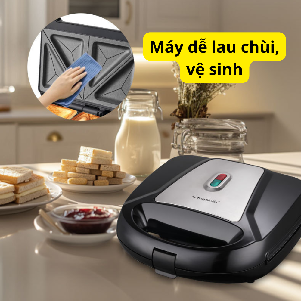 Máy kẹp nướng bánh mì Lumabella LB-58055 đa năng 10IN1, công suất cao 800W, khay nướng chống dính tháo rời, tiện dụng, dễ dùng - DELIYA - HÀNG CHÍNH HÃNG