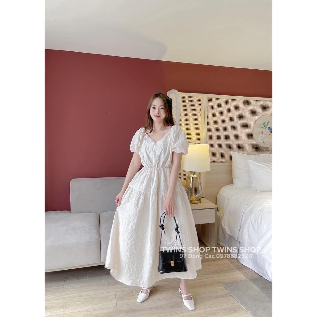 Váy xốp cổ v tay bồng 2831