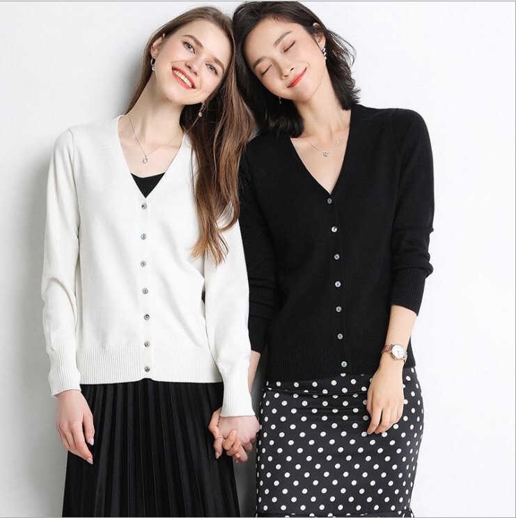 Áo Khoác Len Cardigan Nữ Kiểu Dáng Basic, Chất Len Mềm Mịn Siêu Đẹp - Tặng 1 cột tóc quả bơ