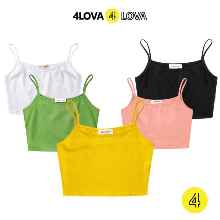 Áo croptop hai dây dáng ôm 4LOVA chất cotton mềm mại nhiều màu sắc trẻ trung (không đệm)