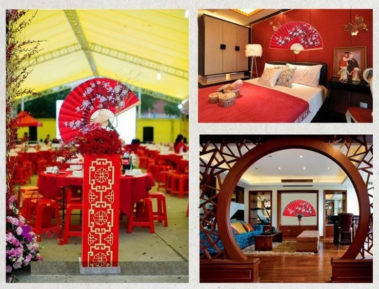 Quạt giấy trang trí phong thủy bản to